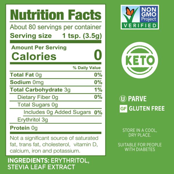 Splenda甜菊甜味剂9.8盎司罐-营养成分标签