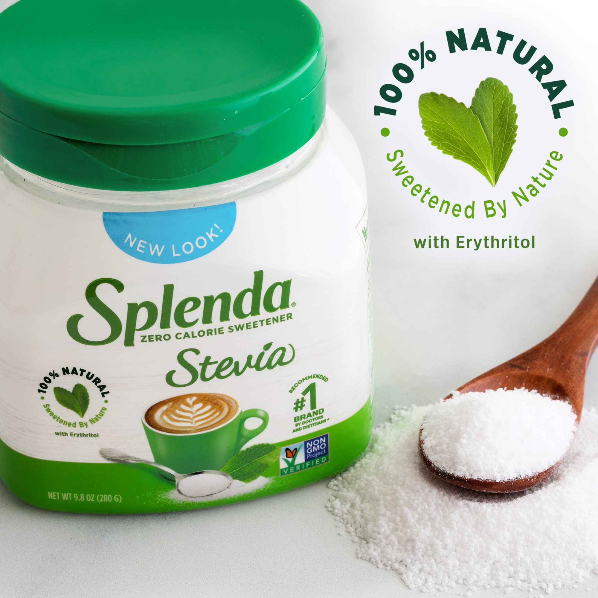 Splenda甜叶菊甜味剂9.8盎司罐- 100%天然-甜由天然赤藓糖醇