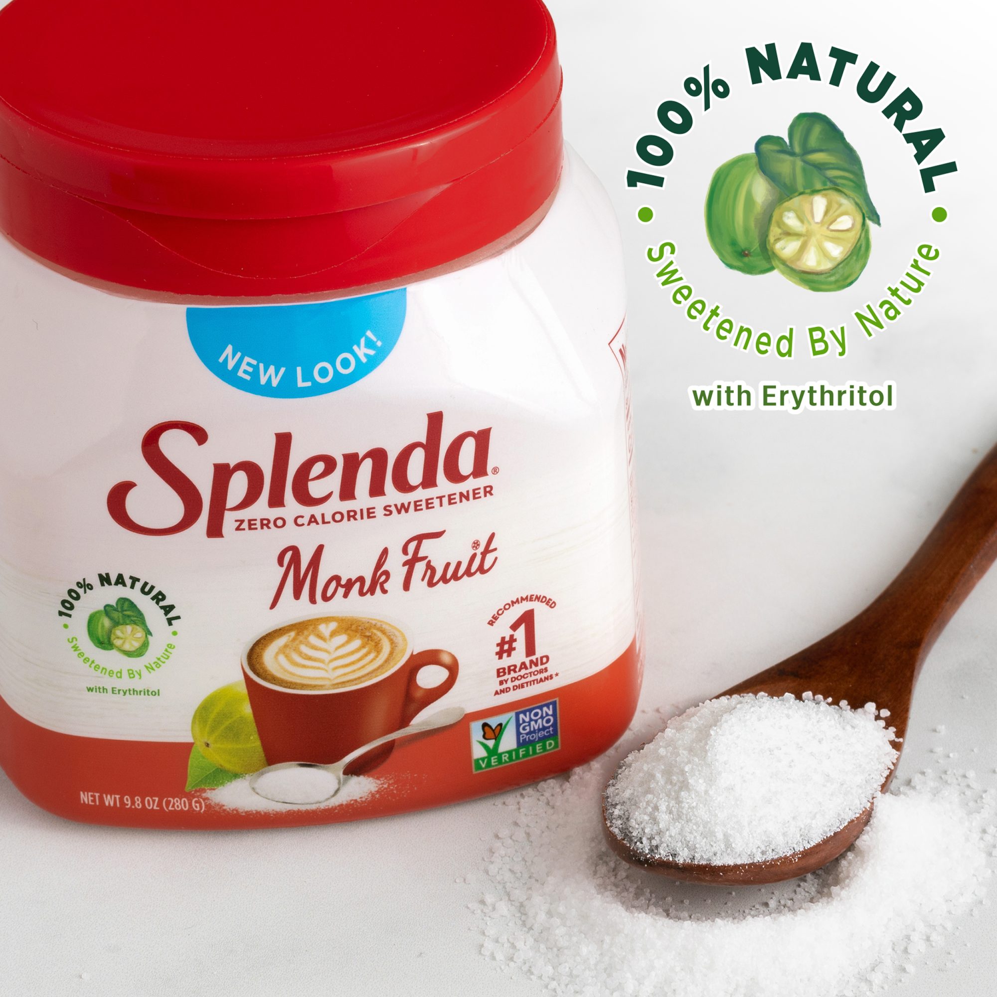 Splenda和尚水果甜味剂9.8盎司罐- 100%天然-甜的天然赤藓糖醇