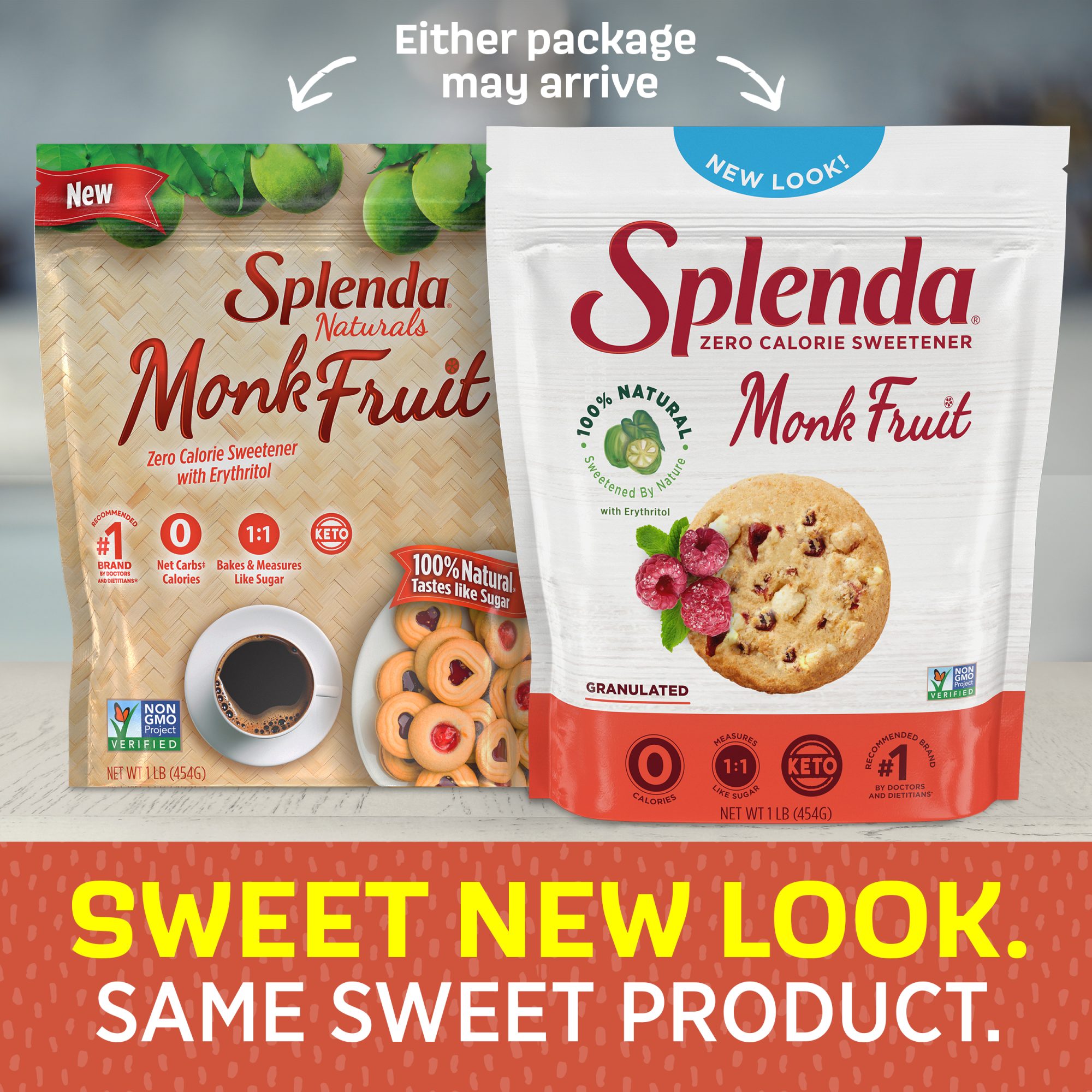 Splenda和尚水果甜味剂1磅袋-甜蜜的新面貌。同样的甜产品。