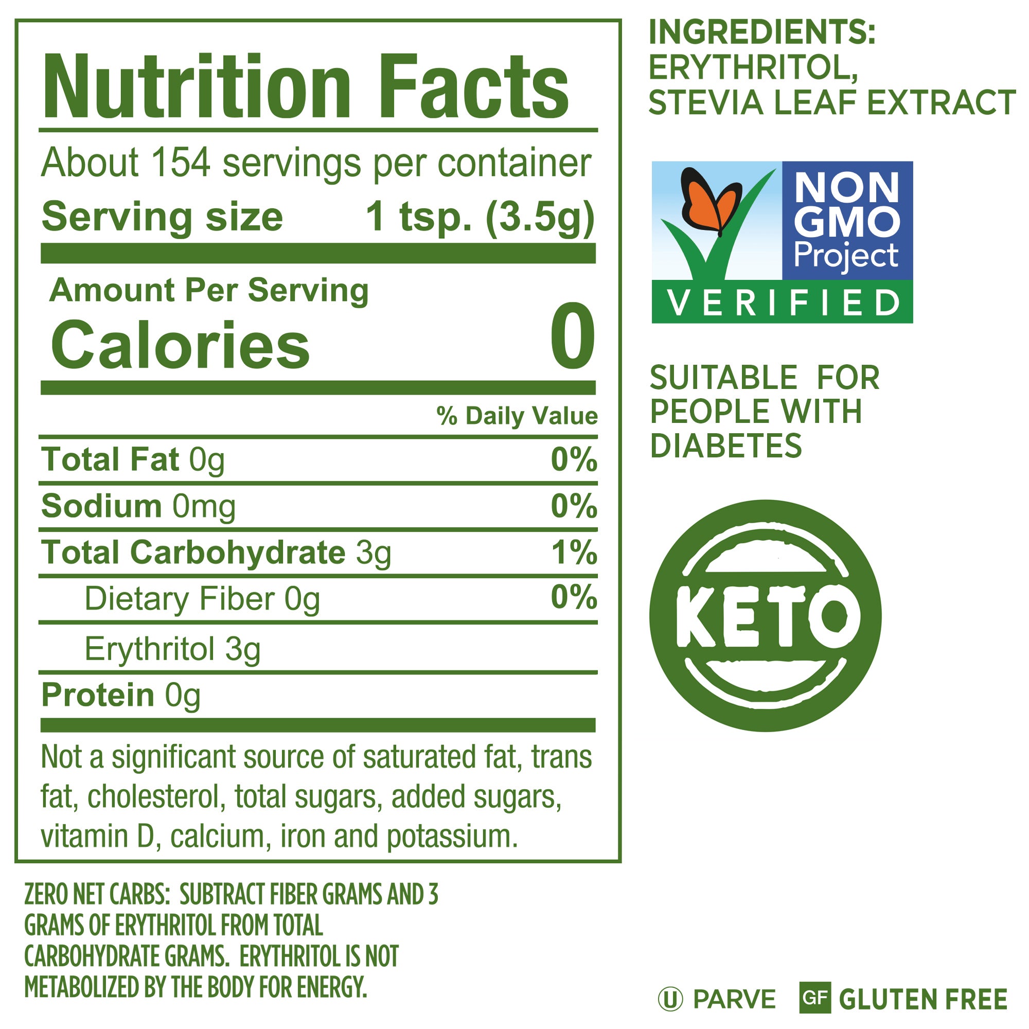 Splenda甜叶菊甜味剂19盎司罐-营养成分标签